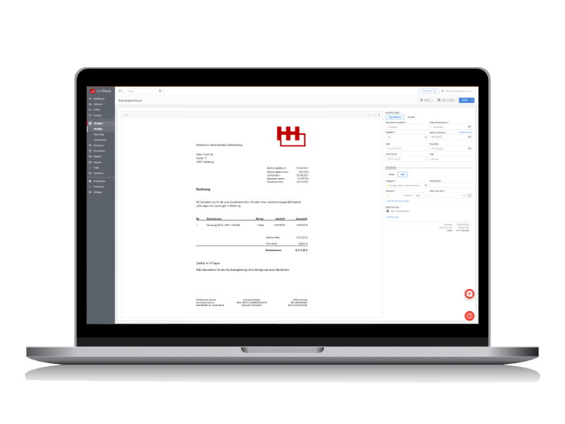Detailansicht sevDesk Eingangsrechnung 